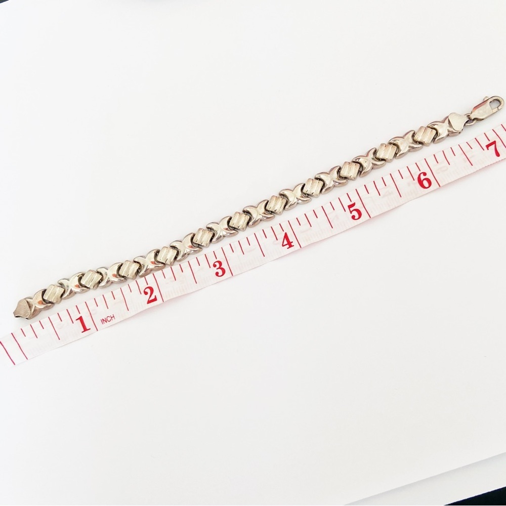 Vintage Sterling silver x link bracelet 7.25” - Picture 3 of 6
